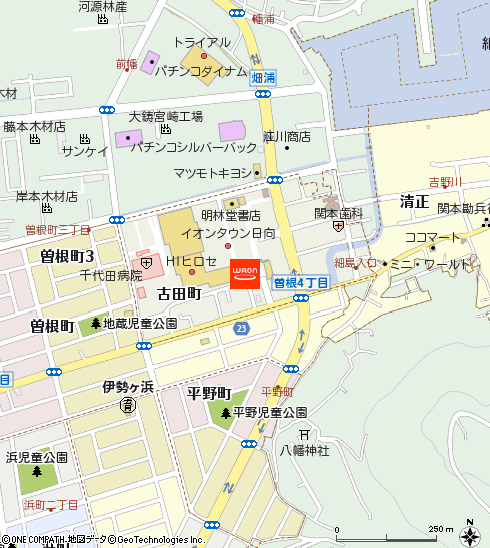 イオン日向店付近の地図
